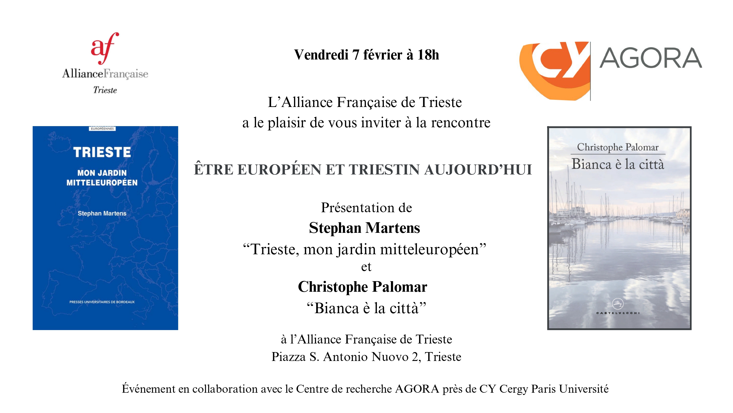 Présentation conjointe des auteurs Stephan Martens et Christohe Palomar à l’Alliance Française de Trieste - Vendredi 7 février 2025 à 18h00